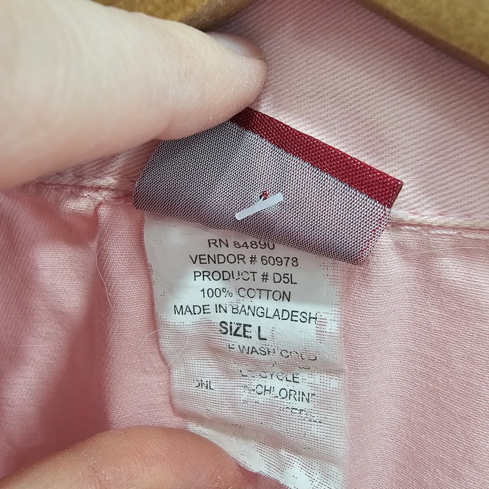 Tudor Court Pink Denim Jacket Womens Large 100% Cotton Button Front Pastel D5L - Picture 3 of 6